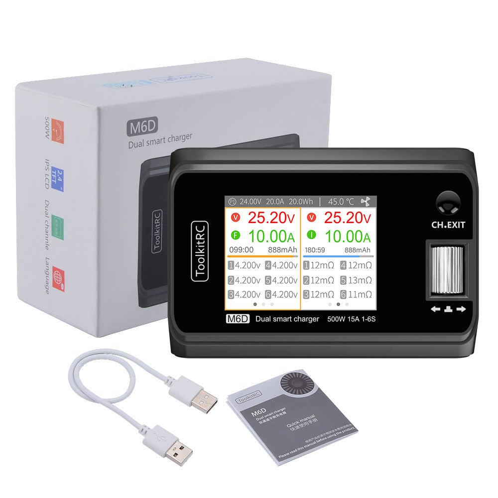 ToolkitRC M6D Dual Channel 500W 16A 2 - 8S DC Smart Charger - iFlight Europe Official