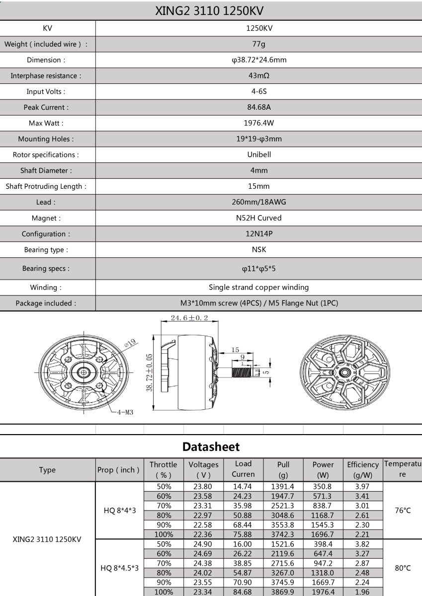 XING2 3110 FPV Cinelifter Motor - iFlight