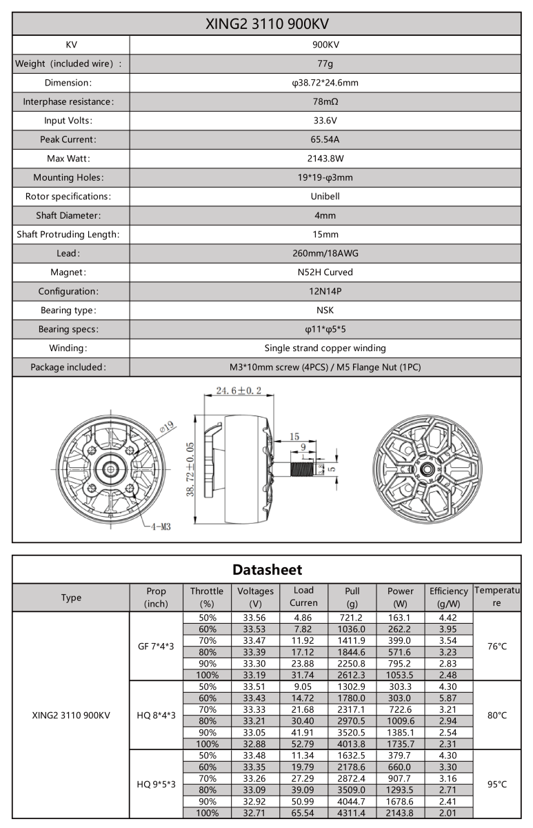 XING2 3110 FPV Cinelifter Motor - iFlight